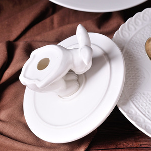 Ceramic Rabbit Cartoon Round Baking Cake Plate Afternoon Tea Dim Sum <b>Gift</b> Ceramic Dishes <b>Easter</b> Rabbit Dinnerware Sets Ceramic - Product Image 4