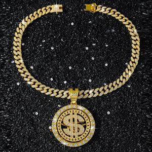 Collar con Colgante Giratorio de Símbolo de Dólar, Diseño Exquisito y Personalidad Exagerada, Collar de Aleación para Hombre, Joyería de Moda - Product Image 6