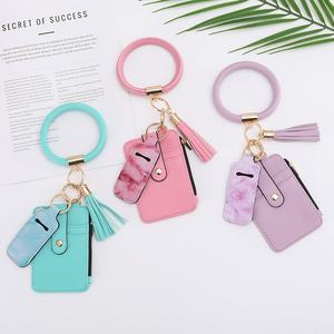 Bolsa de dinero a la moda para mujer, cartera, tarjetero, bolso de lápiz labial, llavero, muñequera de cuero Pu, llavero con borlas para tarjeta de crédito, monedero - Product Image 1
