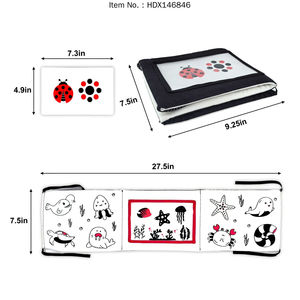 Jouet sensoriel noir et blanc, livre pour bébé à contraste élevé, livre pliable de style accordéon en tissu doux pour la croissance cérébrale des nouveau-nés - Product Image 3
