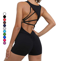 Combinaison de sport fitness personnalisée à séchage rapide, bretelles spaghetti, moulante, une pièce, dos nu, pour femme