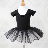 Adorable justaucorps de danse à pois à manches courtes, tutu, robe de ballerine pour filles