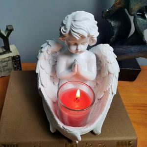 Nordic Vintage Fairy <b>Angel</b> Resin Candle Stand with Storage Bowl Handmade Stylish Decor for Living Spaces Weddings Hotels - Product Image 3