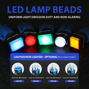 Beleuchtete Drucktaster aus Kunststoff mit Rechteckkopf, 5A, 16MM Messingstifte, SPDT-Anschluss, Silberlegierungskontakt - Product Image 5