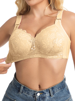 Soutien-gorge élégant et respirant en dentelle brodée, sans armatures, à couvrance totale, push-up, confortable, dos en U, pour femme, usage quotidien
