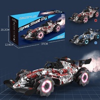 Coche de Carreras RC con Pulverizador 1:10, Coche de Derrape con Control Remoto 2.4G, Luces LED, Ruedas con Pulverizador de Niebla, Juguete de Radiocontrol para Niños