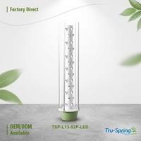 Tour de culture hydroponique verticale Tru-Spring TSP-L13-LED à 13 niveaux avec lampe de culture et pompe anti-UV pour jardin intérieur/extérieur sans sol