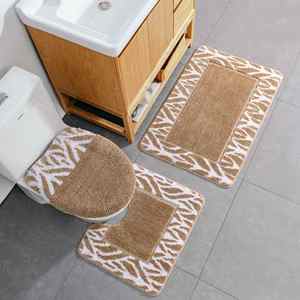 Thảm tắm DADA Rugs Wholesalers thấm nước, chống trơn trượt, bộ 3 tấm, họa tiết hình học - Product Image 2