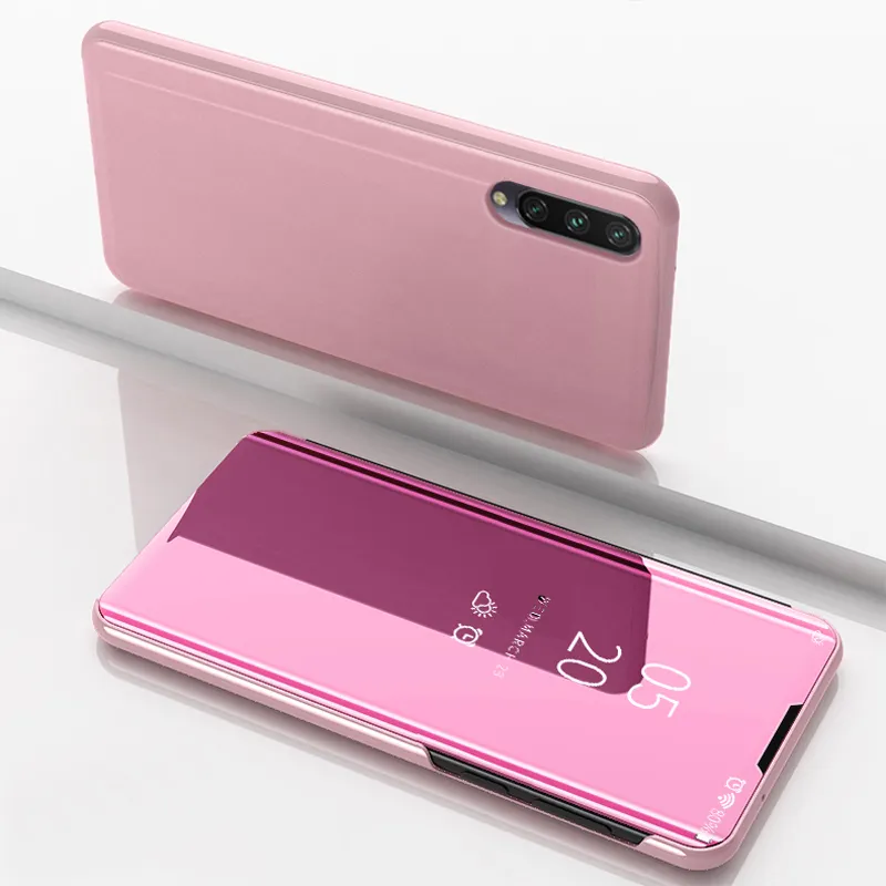 Luxury Plating Mirror Phone Case Clear View Flip Case For Xiaomi Mi 9 Lite