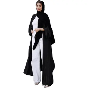 Fashion Cotton And Linen Middle East Ethnic Style Retro Cardigan Top Fashion Knitted Abaya Arabian Saudi Style