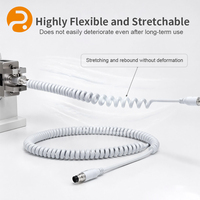 Câble spiralé élastique M12 8 broches ROMTRONIC blanc, faisceau de câblage pour connecteur aéronautique, pour instrument de détection médicale et robot
