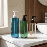 Emballage cosmétique en plastique haut de gamme, matériau PET, conteneur pour shampoing et après-shampoing, 300 ml, 500 ml, 800 ml, flacon pompe bleu pour lotion