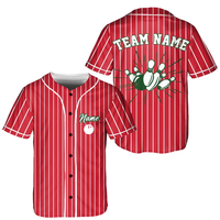 Maillot de baseball personnalisé avec broderie motif dynamique d'action de bowling sur tissu à rayures multicolores, OEM POD, nom et numéro d'équipe personnalisés