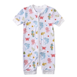 Toddler Rompers One Pieces <strong>Playsuits</strong> Jumpsuit Bamboo Baby Clothes <strong>Pyjamas</strong> Double Zipper Bodysuits Full Print Baby Rompers - Product Image 1