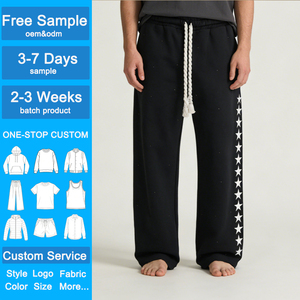 Pantalones Deportivos para Hombre, con Logotipo Personalizado, Negros, de Pierna Ancha, con Cordón Ajustable, para un <span class=keywords><strong>Estilo</strong></span> <span class=keywords><strong>Urbano</strong></span> - Product Image 1