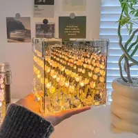 Lampe de nuit en cristal LED DIY en forme de tulipe, roses faites à la main pour la chambre à coucher, cadeaux pour les petites amies