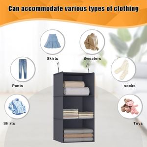 3-Tier Hanging Closet Organizer with 2 Sturdy Hooks Multifunctional Wardrobe Storage Shelf for <b>Clothes</b>, Coats Shoes Accessories - Product Image 3