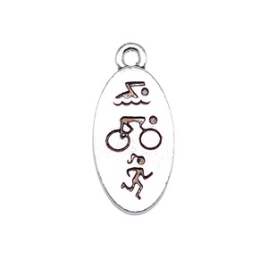 Pendentif breloque en alliage de zinc argenté antique pour triathlon (nager, vélo, course) pour la fabrication de colliers, bracelets et bijoux DIY, fournitures en gros - Product Image 3