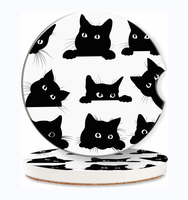 Dessous de verre en céramique Kawaii Halloween Cat pour boissons, tapis et serviettes