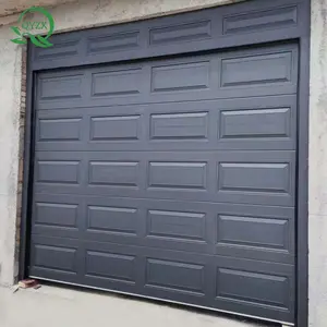 Gran oferta, panel térmico moderno Americano negro, puertas seccionales superiores de acero, puerta corrediza de garaje con solapa aislada superior