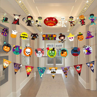 Décorations de guirlandes d'Halloween, guirlandes en papier citrouille pour la décoration de fête, décoration de scène d'Halloween, drapeaux triangulaires