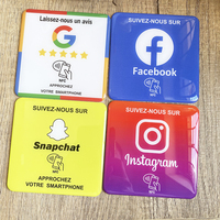 Carte NFC 10x10cm Version Française, Autocollant de Plaque de Révision Google, Instagram, Facebook, Snapchat, Autocollant NFC pour Réseaux Sociaux