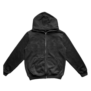 Sweat-shirts à capuche unisexes grande taille, poids lourd 500 g/m², polyester/coton, style streetwear automne, avec strass, fermeture éclair intégrale, pour hommes - Product Image 6