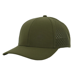 Custom Logo 6 Panel Laser Cut Perforated Baseball Cap Olive Green Quick Dry Breathable <b>Waterproof</b> Sports Golf <b>Hat</b> for Men Women - Product Image 3