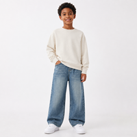 Jeans en denim à jambe large pour enfants, taille élastique, délavage vintage, coupe ample, pantalon baggy pour tout-petits garçons et filles, tenue décontractée pour la rentrée scolaire