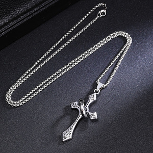 스테인리스 스틸 패턴 십자가 목걸이와 반지, 남녀 공용 종교 장신구 - Product Image 4