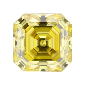 Moissanite de laboratoire couleur D, rouge grenat fantaisie, jaune citron champagne, taille carrée biseautée, pierre lâche à facettes plates, taille Asscher CAL - Product Image 4