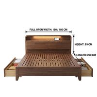 Lit King Size Personnalisable en Bois Massif Moderne avec Grand Coffre de Rangement, Éclairage USB Multi-Fonctionnel, Style Américain, pour Chambre Douce d'Hôtels