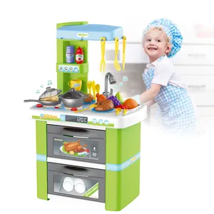 OEM Baby spielen Küchen haus für Kinder Spielzeug Kunststoff Geschirr Rack Küchentisch Küche Spielset Spielzeug für Mädchen mit Kochute nsilien