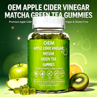 Gummies au vinaigre de cidre de pomme et au thé vert matcha, saveur pomme, véganes, sans gluten, complément alimentaire, marque privée OEM