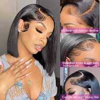 Perruque Bob Lace Front 2x6 Super Double Drawn, Lisse Extrême, 100% Cheveux Humains, Densité 250%, Perruque Vietnamienne Originale