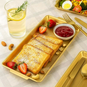 Modernas Bandejas Rectangulares de Acero Inoxidable Doradas para Servir Comida en Restaurantes de <span class=keywords><strong>Sushi</strong></span>, Barbacoa y Cocina - Product Image 5