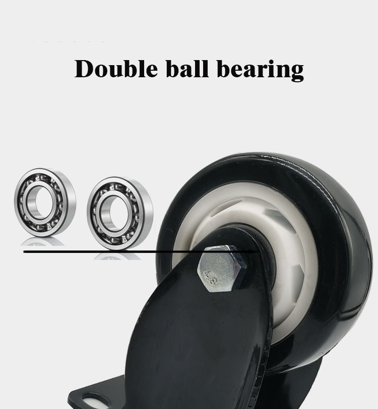 Furniture Leg Small Heavy Duty 1.5 2 2.5 Inch Swivel Casters Black PU Caster Wheel