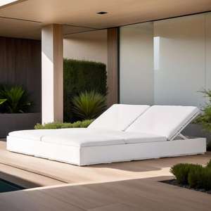 Manufacturer Pool Beach Chaise White Aluminum Garden Loungers Dual-adjustable Sun <b>Bed</b> - Product Image 4