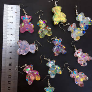 2025 nouvelle haute qualité mignon mode mignon Adorable résine gommeux ours boucles d'oreilles Sequin gelée ours Clips sur boucles d'oreilles pour filles enfants - Product Image 4