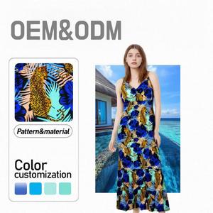 Abiti da spiaggia estivi da donna Casual motivo floreale Sexy Maxi abito <span class=keywords><strong>lungo</strong></span> senza maniche <span class=keywords><strong>con</strong></span> fessure stampa digitale Design personalizzato - Product Image 1