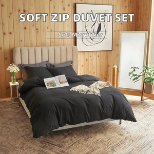 Vua Kích Thước Duvet Cover Set Đôi Chải Sợi Nhỏ Comforter Với Dệt Kỹ Thuật Dây Kéo Đóng Cửa Với 2 Vỏ Gối - Product Image 3