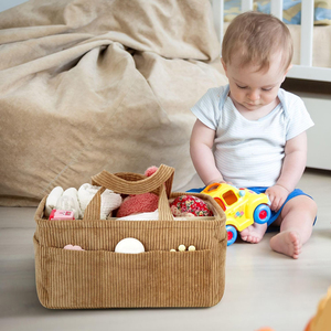 Panier de rangement pour bébé, organiseur de couches et accessoires, panier portable avec compartiments, panier de rangement pour bébé - Product Image 5