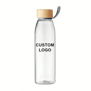 Bouteille d'eau en borosilicate incassable et écologique de 500 ml, bouteille d'eau en verre sport anti-fuite avec un couvercle en bambou et un support en TPU - Product Image 1