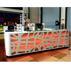 New Model Led Design Solid Surface Coffee Shop Beer Bar Counter White Drinking Table for Sale