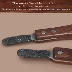 Venta al por mayor de fábrica, logotipo personalizado, mango de madera, cuchillo desplumador para <span class=keywords><strong>perros</strong></span>, cuchillo pelador para Terrier - Product Image 2