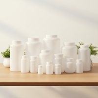 Bouteille de Réactif en Plastique à Large Ouverture pour Produits Chimiques Médicaux, PE Épaissi, 30-3000ml, avec Bouchon Intérieur Gradué et Étiquette
