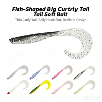 Leurre souple en forme de poisson à queue bouclée de 12 cm et 7 g, appât artificiel à grande queue bouclée et ventre ouvert