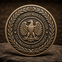 Pièce commémorative en métal de conception industrielle, logo personnalisé, moulage, placage en cuivre antique 3D, pièce commémorative d'aigle, collection
