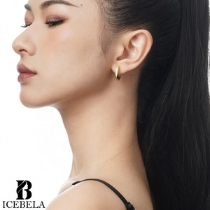 ICEBELA 925 joyería fina de plata esterlina pendientes de dos tonos de moda para mujer rodio 18K chapado en oro pequeño pendiente coreano para niñas - Product Image 5