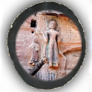 Posavasos con borde dorado para decoración del hogar, posavasos de pintura de piedra de Buda, taza de bebida - Product Image 4